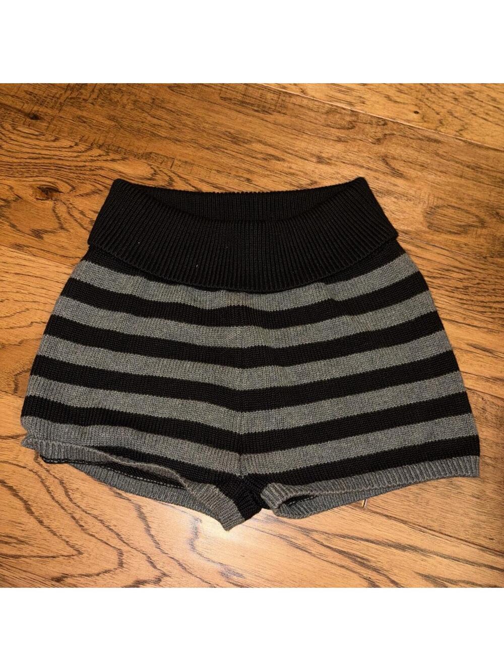 Brandy Melville Women's Grey and Black Shorts